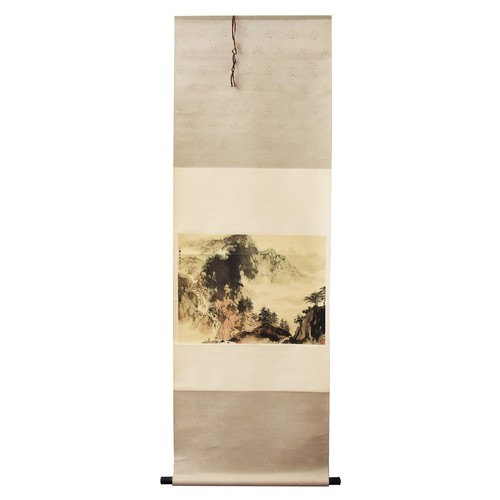 245 - Fu Ershi (1936-2017) Chinesea mountainous landscape scene scroll with Chinese character marks 'Explo... 