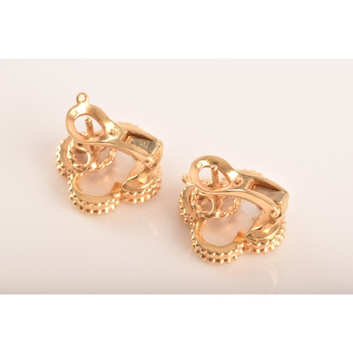 5 - Van Cleef & Arpels. A pair of 18ct yellow gold sweet Alhambra gold and mother-of-pearl stud earr... 