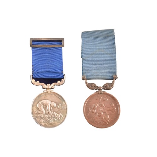 318 - Two life saving medals, to include a Liverpool Shipwreck and Humane Society 1839 silver medal, inscr... 