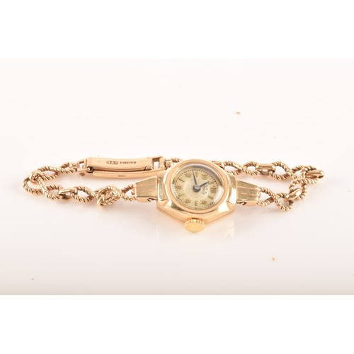 45 - A group of 9ct yellow gold jewellery, to include a Verity watch with bracelet strap, a box link chai... 