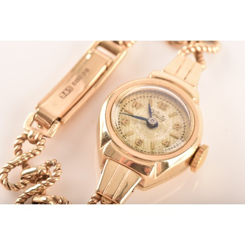 45 - A group of 9ct yellow gold jewellery, to include a Verity watch with bracelet strap, a box link chai... 