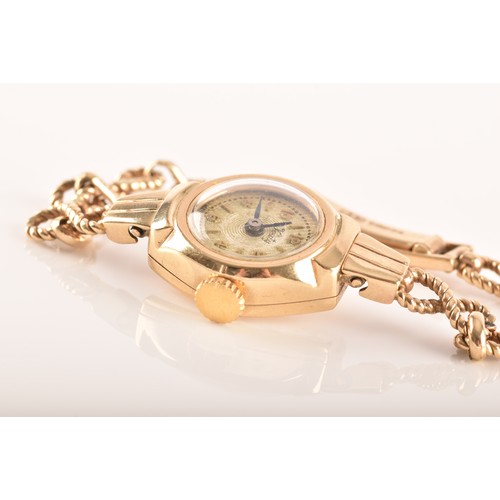 45 - A group of 9ct yellow gold jewellery, to include a Verity watch with bracelet strap, a box link chai... 