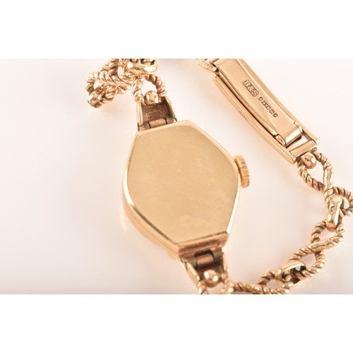 45 - A group of 9ct yellow gold jewellery, to include a Verity watch with bracelet strap, a box link chai... 