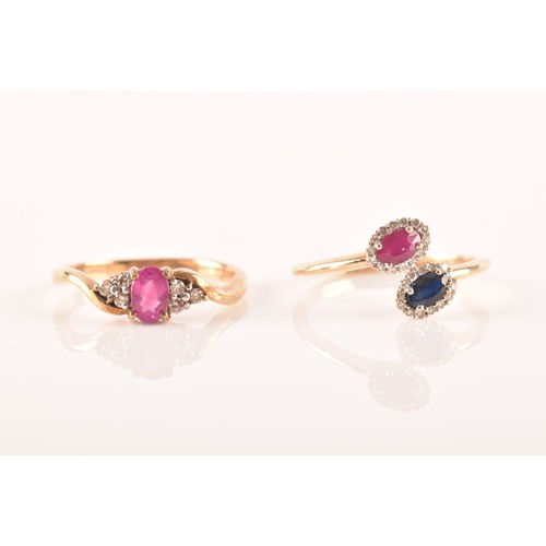 81 - A 9ct yellow gold ring, set to centre with an oval ruby with an approximate weight of 0.50 carats as... 