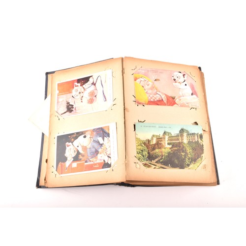 312 - Postcards. Two early 20th century postcard albums, with postcards of a variety of topics including i... 