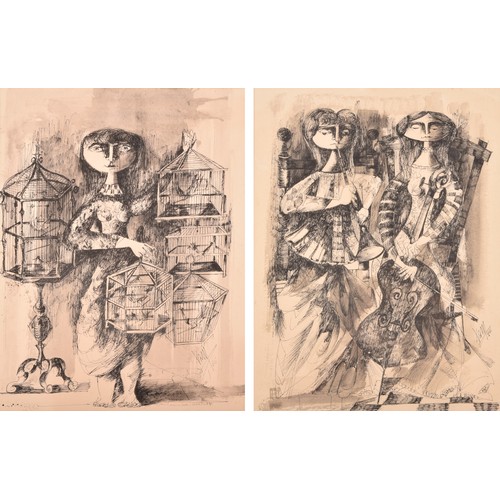 280 - XAM - Pedro Quetglas Ferrer, (born 1915, Palma de Mallorca)Two pen and ink drawings, one depicting a... 