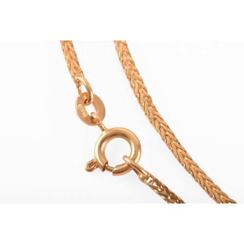 2 - An 18ct yellow gold Unoaerre foxtail chain, measures 81cm in length, 13.9 grams.