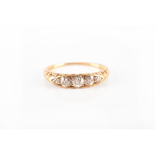 88 - A Victorian diamond five stone ring, set with five round old cut diamonds, with a combined approxima... 