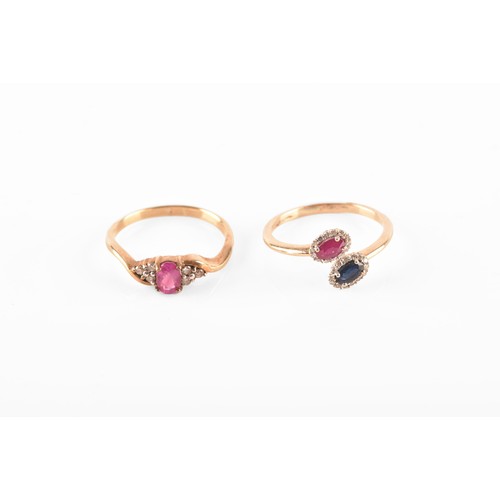 81 - A 9ct yellow gold ring, set to centre with an oval ruby with an approximate weight of 0.50 carats as... 