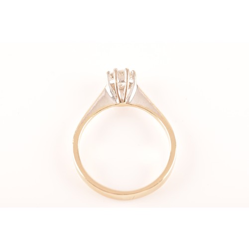 71 - A 14 carat gold solitaire ring, featuring a round brilliant cut diamond with an approximate weight o... 