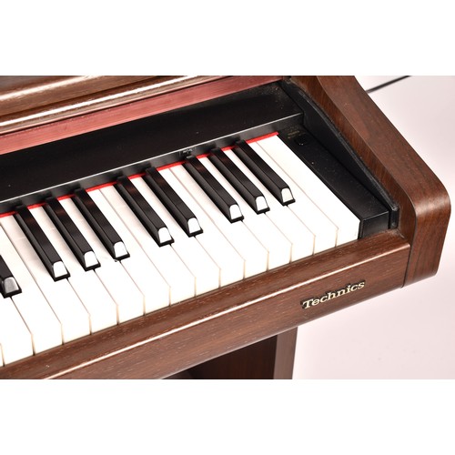 279 - A Technics electric PCM Digital Piano PX103, in rosewood finish, with assoicated Edwardian piano sto... 