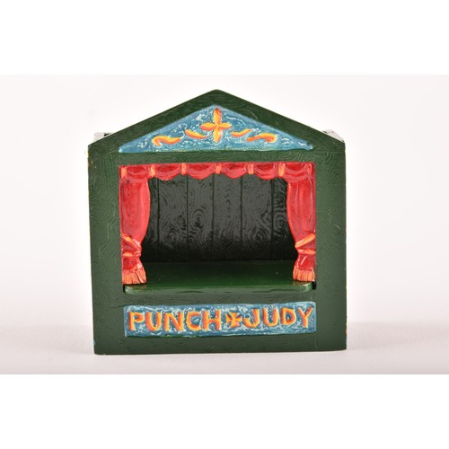 254 - Hantel Victorian Miniatures, Punch and Judy Theatre, comprising of six pewter hand cold-painted meta... 