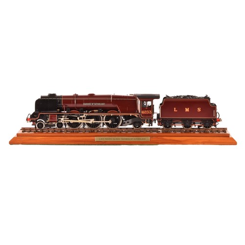 295 - A fine quality O Gauge scratch-built steam locomotive and tender 'L.M.S Pacific No. 6233 Duchess of ... 