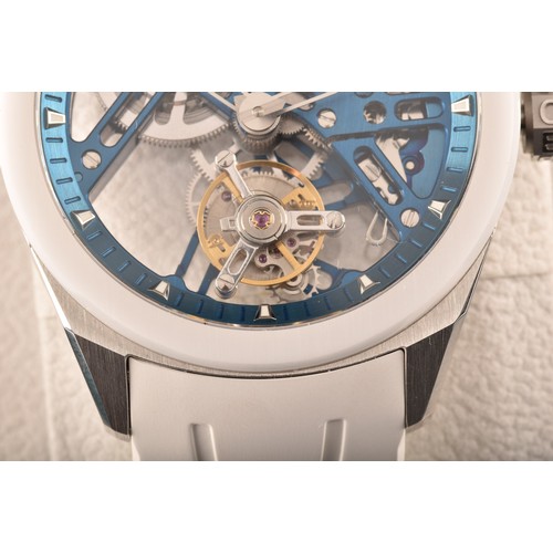 166 - An Agelocer Tourbillon New Hollow Blue Mechanical Watch, hand-wound cal. A9001 free-sprung balance f... 