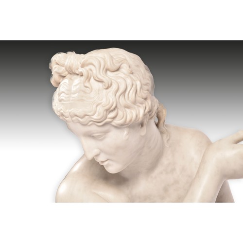 238 - Grand Tour. A fine and near lifesize 19th century Italian carved and polished white Carrera marble s... 