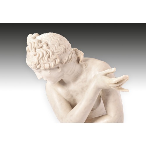 238 - Grand Tour. A fine and near lifesize 19th century Italian carved and polished white Carrera marble s... 