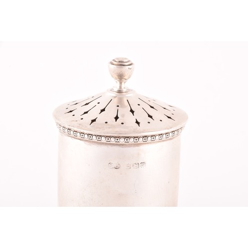 221 - A George VI silver sugar sifter, hallmarked Birmingham 1947 by William Suckling, 14 x 5.3 cm, 4.4 oz... 