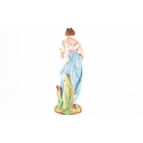 261 - French bisque porcelain figure, 'La Source', depicting a woman in robe with a tipped urn, marked '72... 