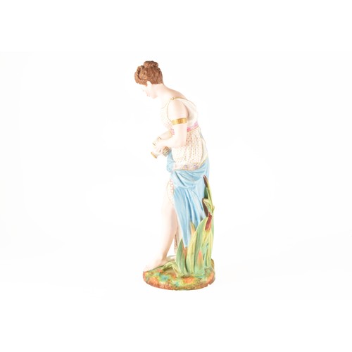 261 - French bisque porcelain figure, 'La Source', depicting a woman in robe with a tipped urn, marked '72... 