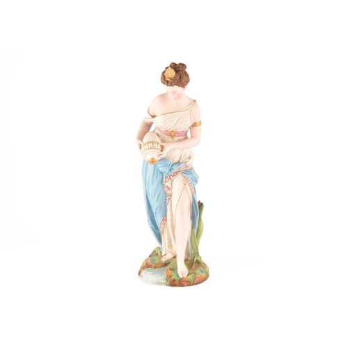 261 - French bisque porcelain figure, 'La Source', depicting a woman in robe with a tipped urn, marked '72... 