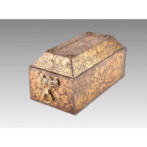 18 - A Chinese Han Dynasty (206 BC – AD 220) or later gilded and Inlaid Bronze Box, the outer surfaces de... 