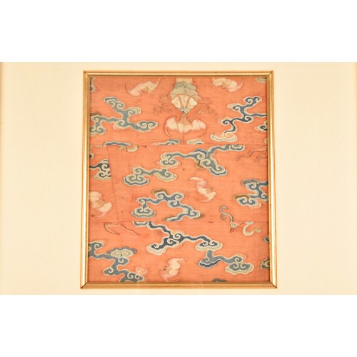 55 - A Chinese kesi late Ming dynasty framed sillkwork panel, 27cm x 23cm.