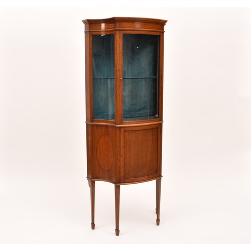 280 - An Edwardian Sheraton revival satinwood display cabinet, single door, 165 x 65 cm.