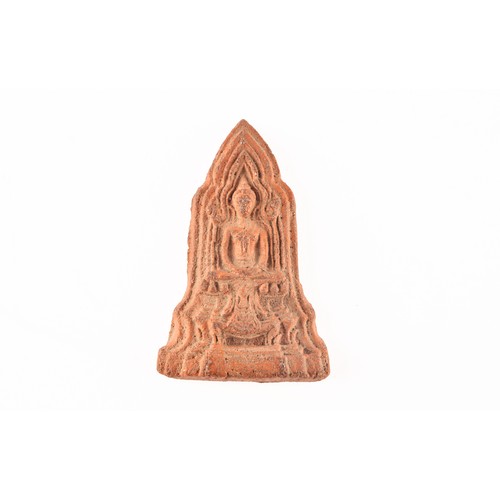 38 - A collection of four 19th century Thai terracotta hand carved amulets, depicting Thai deities. 7.5 t... 