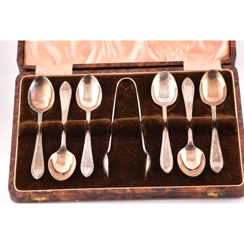 184 - A group of silver items to include two condiment sets, two ladles, a tea strainer, a trinket box, a ... 