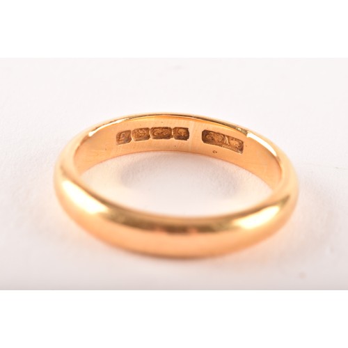 77 - A 22ct yellow gold wedding band, full hallmarks for Birmingham 1933 by EWP, size P 1/2, 6.1 grams.