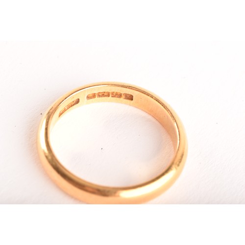 77 - A 22ct yellow gold wedding band, full hallmarks for Birmingham 1933 by EWP, size P 1/2, 6.1 grams.