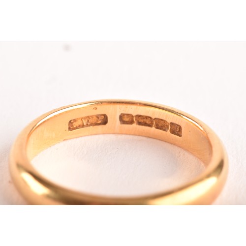 77 - A 22ct yellow gold wedding band, full hallmarks for Birmingham 1933 by EWP, size P 1/2, 6.1 grams.