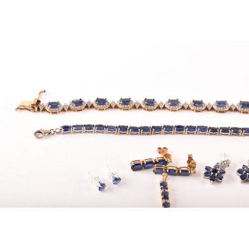 107 - A silver gilt, kyanite and white topaz cluster bracelet, together with a silver and kyanite line bra... 