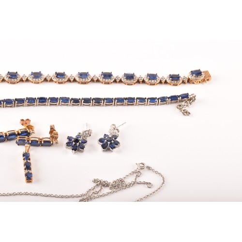 107 - A silver gilt, kyanite and white topaz cluster bracelet, together with a silver and kyanite line bra... 