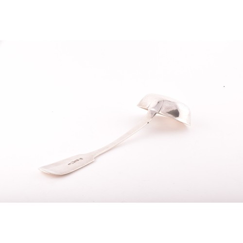 188 - A 19th century Russian silver soup ladle, hallmarked A.M 1858, stamped .84 with oval bowl and fiddle... 