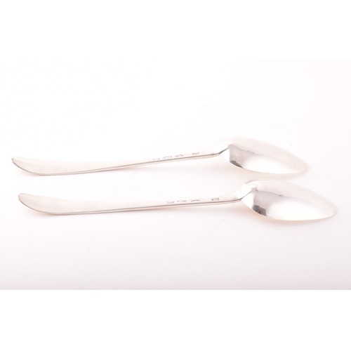 200 - A pair of silver George III Irish Celtic point serving spoons, bright cut engraved, hallmarked for D... 