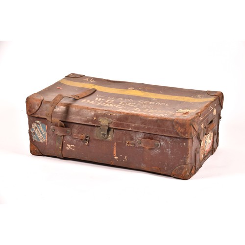 247 - Military Interest. A large leather military travelling trunk, belonging to William Lloyd-George, ste... 