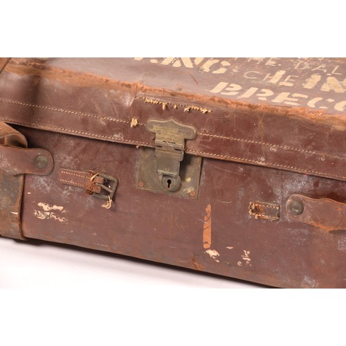 247 - Military Interest. A large leather military travelling trunk, belonging to William Lloyd-George, ste... 