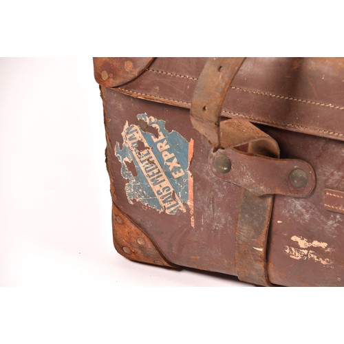 247 - Military Interest. A large leather military travelling trunk, belonging to William Lloyd-George, ste... 