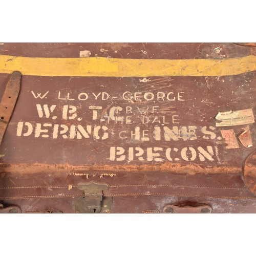 247 - Military Interest. A large leather military travelling trunk, belonging to William Lloyd-George, ste... 