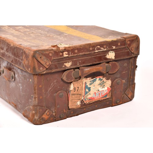 247 - Military Interest. A large leather military travelling trunk, belonging to William Lloyd-George, ste... 