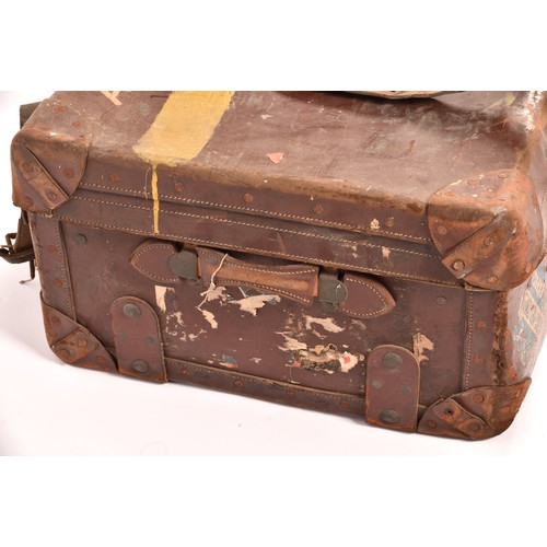 247 - Military Interest. A large leather military travelling trunk, belonging to William Lloyd-George, ste... 