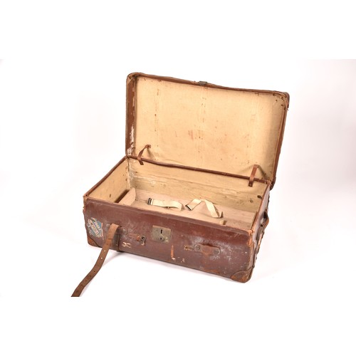 247 - Military Interest. A large leather military travelling trunk, belonging to William Lloyd-George, ste... 