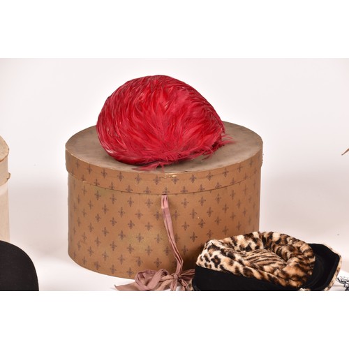 278 - A collection of assorted hats including a Scott & Co of Piccadilly bowler hat with box, a pink f... 