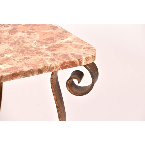 291 - A 1970s marble topped and gilt coffee table, the pink veined marble top supported on a gilt base wit... 