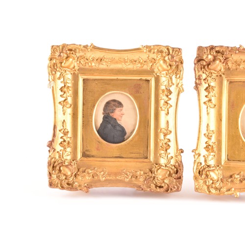 227 - Albin Roberts Burt (British, 1784-1842)A pair of watercolour on paper miniatures, portraits of a lad... 