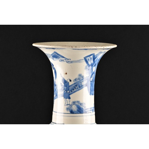 1 - A large Chinese Kangxi blue and white baluster vase, decorated with scenes of warriors and figures o... 