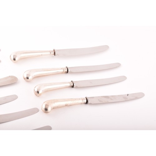 208 - A collection of eleven silver dinner knives to include three Victorian dinner knives, hallmarked Lon... 