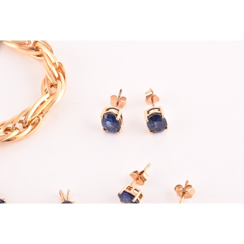 116 - A pair of 9c yellow gold and kyanite oval stud earrings, together with a 9ct yellow gold mounted kya... 