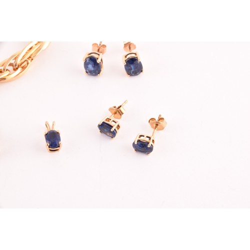 116 - A pair of 9c yellow gold and kyanite oval stud earrings, together with a 9ct yellow gold mounted kya... 